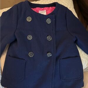 Carter's Dark Blue Pea Coat with Pink Lining